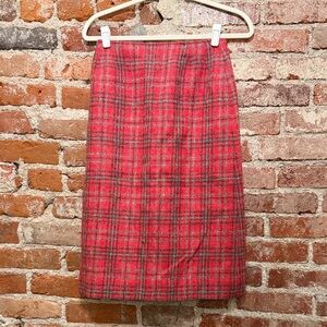 70s/80s Vintage Plaid Red Skirt